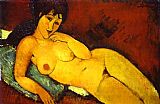 Amedeo Modigliani Wall Art - Nude on a Blue Cushion